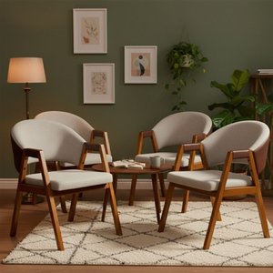 Kit 4 Cadeiras Sala de Jantar Premium com Braço Madeira Maciça Movellu Home