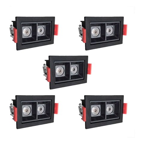 5 Spot Duplo Mini Embutido Led Downlight Recuado 3000k Bet56