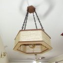 Ver imagem 2 de Luminária Lustre Pendente Rústico Retro Madeira Sisal 60cm