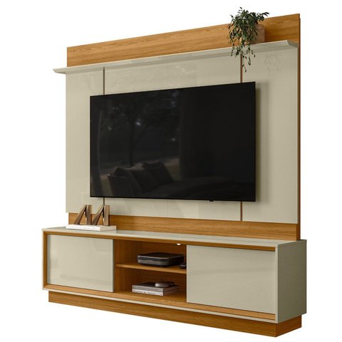 Estante Home Theater para TV até 75" 2 Portas Senna Cumaru/Opala