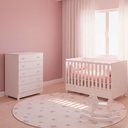 Ver imagem 1 de Quarto Bebe Infantil Doce Sonho Berço Vira Cama e Cômoda Trocador 4 Gavetas Qmovi