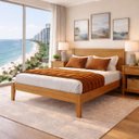 Ver imagem 2 de Cama Casal Queen Size 1,60 Madeira Maciça Natural Cabeceira:freijó