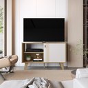 Ver imagem 1 de Rack Sevilha 90cm para Tv com 1 Porta Nicho e Pés de Polipropileno - Offwhite/nature