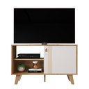 Ver imagem 5 de Rack Sevilha 90cm para Tv com 1 Porta Nicho e Pés de Polipropileno - Offwhite/nature