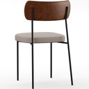 Ver mais imagens de Kit 02 Cadeiras Estofadas para Sala de Jantar Melina L02 Couríssimo Marrom Linho Bege - Lyam Decor