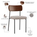 Ver imagem 4 de Kit 02 Cadeiras Estofadas para Sala de Jantar Melina L02 Couríssimo Marrom Linho Bege - Lyam Decor