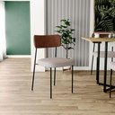 Ver imagem 2 de Kit 02 Cadeiras Estofadas para Sala de Jantar Melina L02 Couríssimo Marrom Linho Bege - Lyam Decor