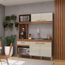 Ver imagem 1 de Armário de Cozinha Compacta Fidelitá Xangai 160cm 4 Portas 1 Gaveta sem Tampo e Fundo Freijó/off-