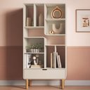 Ver imagem 3 de Estante Livreiro 1 Gaveta 180x90 Cm Pes Madeira Maciça 28107 Off White Artesano