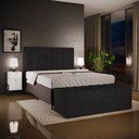 Ver imagem 1 de Kit Cabeceira Cama Box Casal King 195cm com Calçadeira Baú Dália W01 Linho Chumbo - Lyam Lyam Decor