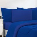 Ver imagem 3 de Kit Edredom + Jogo de Lençol Malha 100% Algodão Gran Moratta 6 Peças Queen - Azul Royal-azul