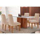 Ver imagem 1 de Conjunto: Mesa de Cozinha Berlim C/ Tampo Madeirado Vidro Canto Curvo 120x80cm e 4 Cadeiras Londrina
