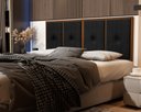 Ver imagem 1 de Painel Cabeceira Box Casal 1,40 Detalhe Madeira Preto - Comprar Moveis em Casa