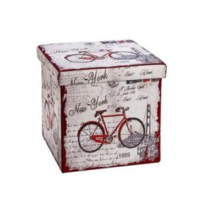 Puff Dobrável Baú Organizador 38x38x38cm Mart
