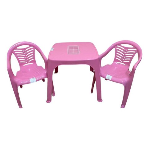 Mesa Infantil Rosa + 02 Cadeira Infantil Plasnorthon Kit