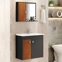 Ver imagem 1 de Conjunto para Banheiro Munique Ii Preto Fosco e Naturalle Ripado 3D com Design Moderno