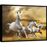 Quadro Decorativo Abstrato Animais Cavalos Cavalo Branco Tela em Canvas Filete Gg - 1