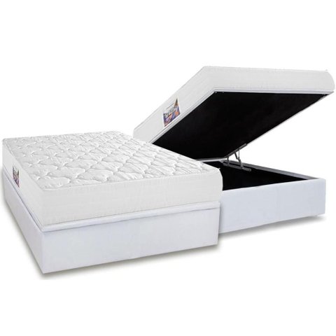Conjunto Box Baú Casal: Colchão Espuma Herval D45 New Top + Base Crc Linhão White (138x188)