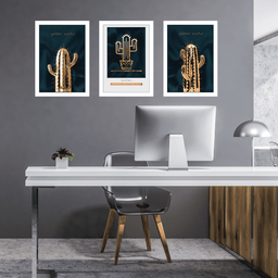 Quadros Decorativos Golden Aristocrat Cactus Grande:Branco - 3