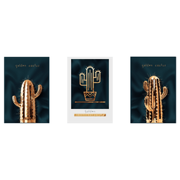 Quadros Decorativos Golden Aristocrat Cactus Grande:Branco - 4