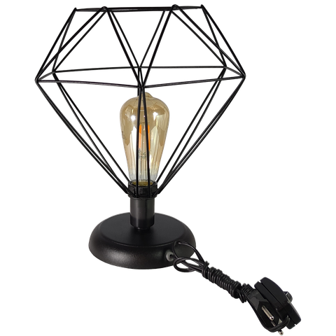 Abajur Aramado Diamante Grande Cor Preto Todos Ambientes