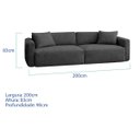 Ver imagem 3 de Sofá 3 Lugares Velaris 200cm Sala de Estar Luxo Recepção Conforto Escritório Linho