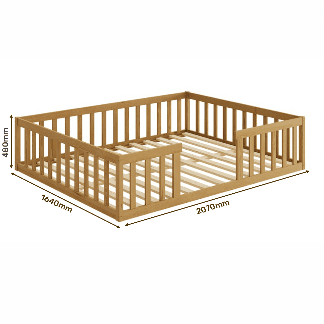 Cama Montessoriana Queen Nemargi Madeira Maciça com Grade Nogueira - 2