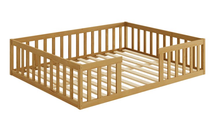 Cama Montessoriana Queen Nemargi Madeira Maciça com Grade Nogueira - 3