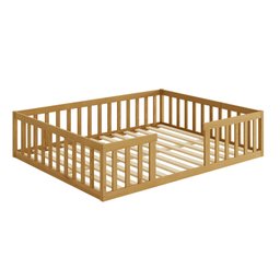 Cama Montessoriana Queen Nemargi Madeira Maciça com Grade Nogueira - 3