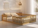 Ver imagem 1 de Cama Montessoriana Queen Nemargi Madeira Maciça com Grade Nogueira