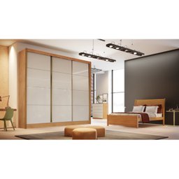 Guarda Roupa Casal Bergamo 100% Mdf 3 Portas Correr 6 Gavetas Amplo Espaço Interno - Bianchi Móveis: - 4