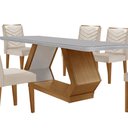 Ver imagem 7 de Mesa para Sala de Jantar Alvorada 180cm Mdf com Vidro Canto Copo e 6 Cadeiras Liz