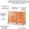 Buffet Aparador Madeira Maciça 2 Portas 3 Gavetas 120 Cm Bella Carvalho Fosco - 3