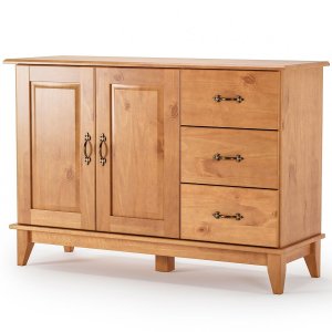 Buffet Aparador Madeira Maciça 2 Portas 3 Gavetas 120 Cm Bella Carvalho Fosco