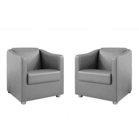 Kit 2 Poltronas Decorativa Ana Corano Pés Cromado - Pallazio Cinza