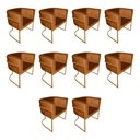 Ver imagem 1 de Kit 10 Poltronas Decorativa Sala de Estar Base de Ferro Cobre Veludo Terracota Laranja