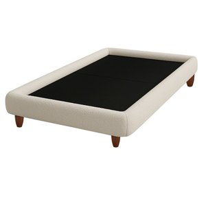 Cama Solteiro Pés Madeira 105cm Emma Bouclé Off White - Nexta Casa