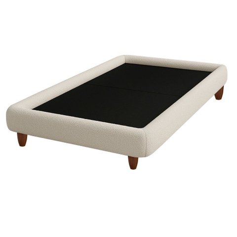 Cama Solteiro Pés Madeira 105cm Emma Bouclé Off White - Nexta Casa