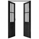 Ver imagem 2 de Porta de Giro Alumínio Preto Abertura Central 2F c/ Postigo e Grade Maxx - 210x100