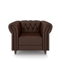 Ver imagem 7 de Kit 2 Poltronas Decorativas Sala de Estar Stanford Chesterfield Pés de Madeira Couro Marrom Brilho G