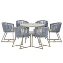 Ver imagem 1 de Mesa e 6 Cadeiras de Jantar Noronha Fendi E5 Trama Original Prata