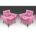Ver imagem 1 de Kit 02 Poltrona Decorativa Opala Suede Rosê - Pandora Decor