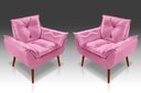 Ver imagem 1 de Kit 02 Poltrona Decorativa Opala Suede Rosê - Pandora Decor