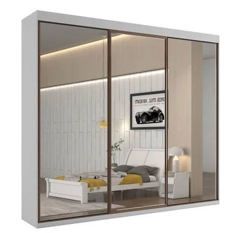 Guarda-roupa 3 Portas Espelhadas Mdf 6 Gavetas - Bergamo-branco - Bianchi Móveis