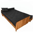 Ver imagem 1 de Sofá Cama Paris Ii Ripado Sarja em Madeira Maciça Natural - Preto