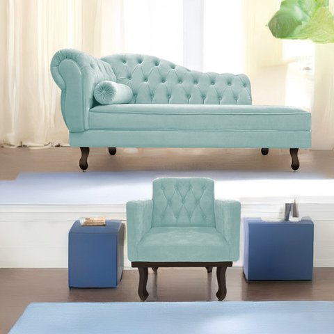 Kit Diva Recamier Diana 160cm Lado Direito e 01 Poltrona Classic Suede - ADJ Decor RECAMIER DIVÃ SOF