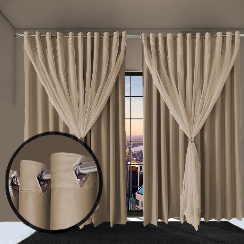 Cortina Blackout Bia Corta Luz 6,50 X 2,50 Quarto Bege | MadeiraMadeira