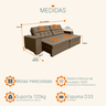 Sofá Retrátil e Reclinável 2,10m Suede Vancouver Marrom Castor - 3