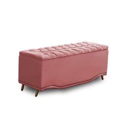 KIT + Cabeceira Com Recamier Baú Dunas Princesa em captonê 1,40 Casal Cama Box Rose veludo Dalaqua-D - 3