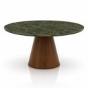 Ver imagem 1 de Mesa de Jantar Cone Redonda 130 cm Tampo Mármore Verde Vitória Régia Base Madeira Nogueira